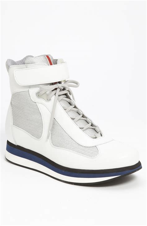 prada white high top sneakers|prada high top designer sneakers.